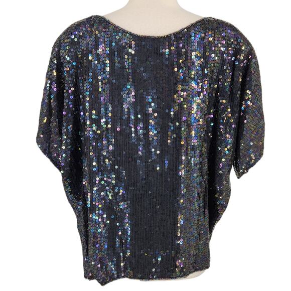 SALE Vintage Gudi 80s Sequined and Beaded Blouse Top - Picture 4 of 6